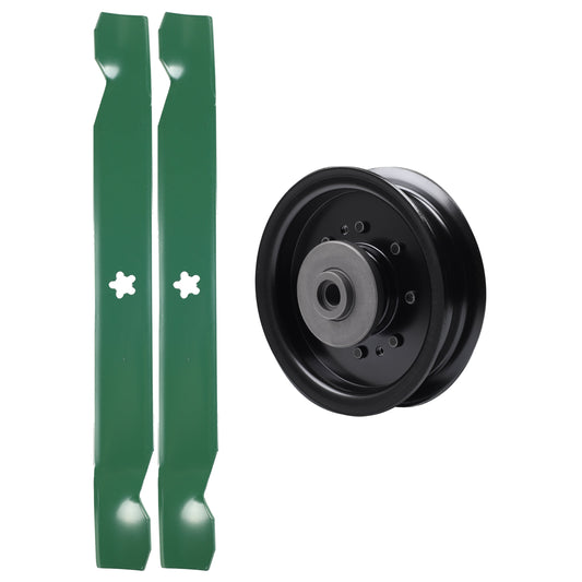 test -  UDC Parts Mower Kit / Pulley 532196104 + 2 Pack Blades 138971 / Fits Husqvarna RZ4619 RZ4620 RZ5422 RZ5424 YTH23V42