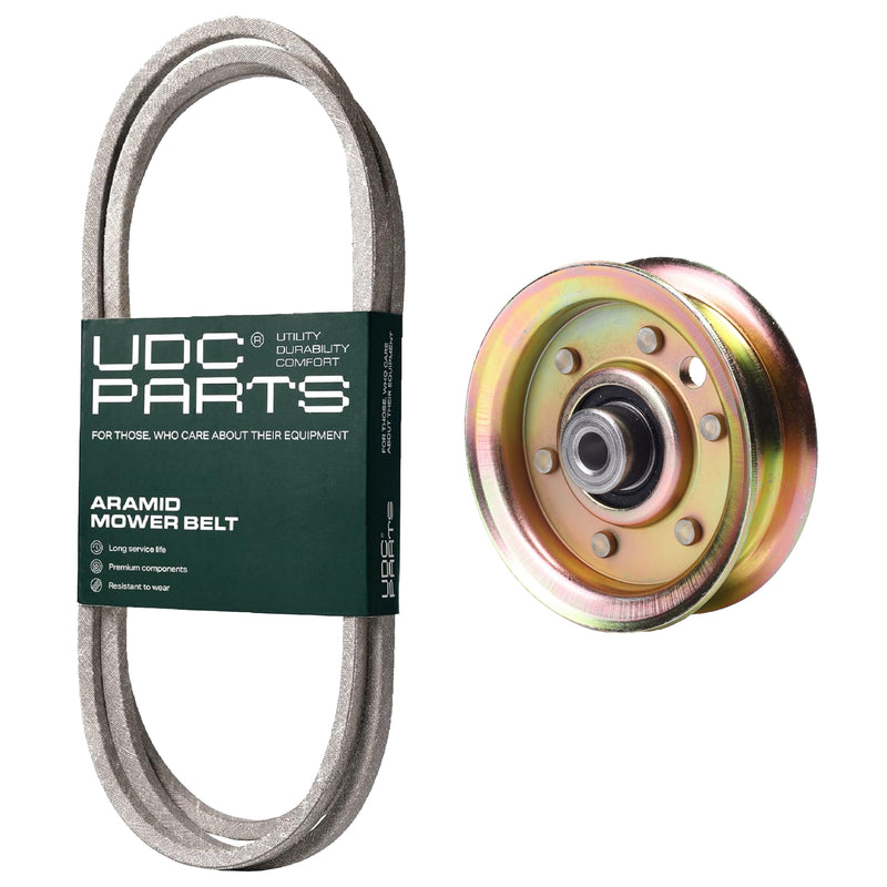  UDC Parts Mower Kit / Belt 144959 + Pulley 173437 / Fits Husqvarna LT150 LT16542 LT18542 LTH130 LTH1342 LTH1542 LTH18542 LTHK1342 Rider 15 Pro YT150 YT155 YTH130 YTH135 YTH1542 YTH170 YTH2042 XP