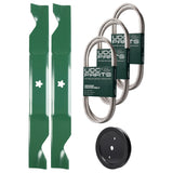 Products -  UDC Parts Mower Kit / Belt 130969 + Belt 140218 + Belt 197253 + Pulley 195945 + 2 Pack Blades 405380 / Fits Jonsered LT2223A2