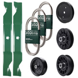 Bulk Lawn Mower Pulleys -  UDC Parts Mower Kit / Belt 130969 + Belt 197253 + Belt 405143 + Pulley 195945 + Pulley 532194326 + Pulley 532196106 + Pulley 532194327 + 2 Pack Blades 405380 / Fits Husqvarna YTH20K46