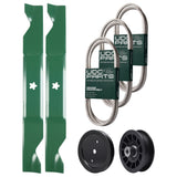 Wholesale Lawn Mower Parts -  UDC Parts Mower Kit / Belt 130969 + Belt 140218 + Belt 405143 + Pulley 195945 + Pulley 532194327 + 2 Pack Blades 405380 / Fits Poulan Pro PB22H46YT