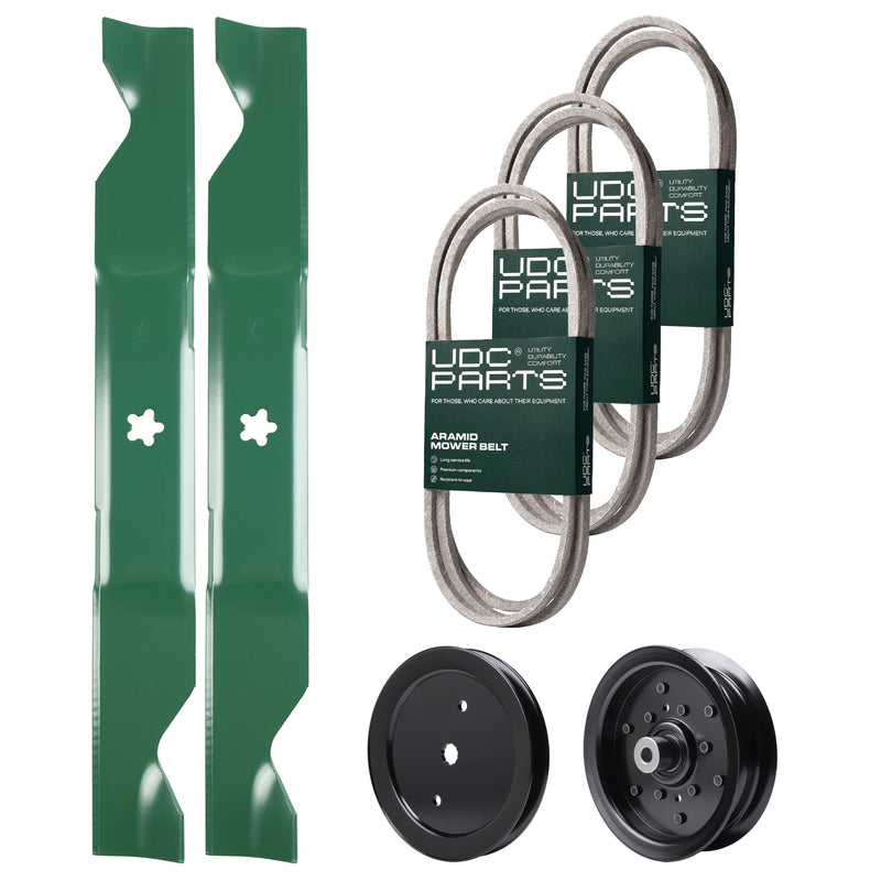 Products -  UDC Parts Mower Kit / Belt 130969 + Belt 197253 + Belt 405143 + Pulley 195945 + Pulley 532196106 + 2 Pack Blades 405380 / Fits Jonsered LT2223A2