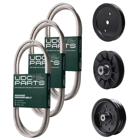 Wholesale Lawn Mower Parts -  UDC Parts Mower Kit / Belt 130969 + Belt 138255 + Belt 140218 + Pulley 195945 + Pulley 532194326 + Pulley 532196106 / Fits Jonsered LT2217A