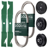 Wholesale Lawn Mower Parts -  UDC Parts Mower Kit / Belt 197253 + Belt 405143 + Pulley 195945 + Pulley 532194326 + Pulley 532194327 + 2 Pack Blades 405380 / Fits Husqvarna YTA1946 YTA20V46 YTA22V46 YTH20K46