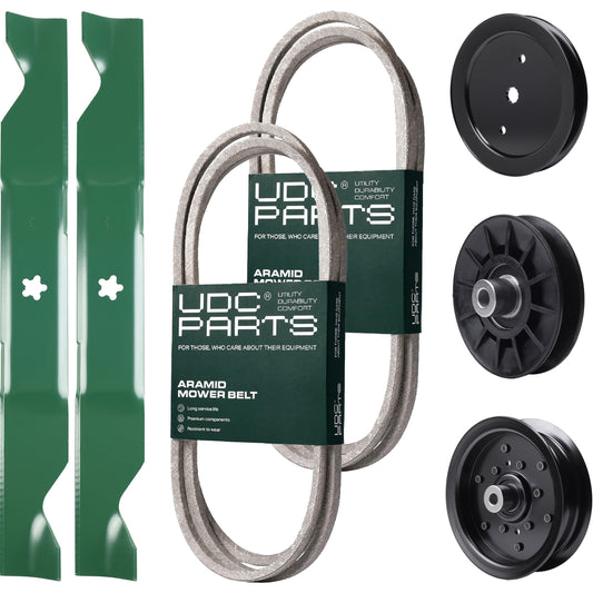 Wholesale Lawn Mower Parts -  UDC Parts Mower Kit / Belt 140218 + Belt 405143 + Pulley 195945 + Pulley 532194326 + Pulley 532196106 + 2 Pack Blades 405380 / Fits Poulan Pro PB20H46LT PB20H46YT PB22H46YT PB22H46YTX