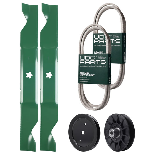 Products -  UDC Parts Mower Kit / Belt 130969 + Belt 140218 + Pulley 195945 + Pulley 532194326 + 2 Pack Blades 405380 / Fits Jonsered LT2223A2