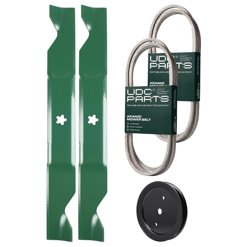  UDC Parts Mower Kit / Belt 197253 + Belt 405143 + Pulley 195945 + 2 Pack Blades 405380 / Fits Jonsered LT2223A2