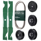Wholesale Lawn Mower Parts -  UDC Parts Mower Kit / Belt 194346 + Pulley 195945 + Pulley 532194326 + Pulley 532196106 + Pulley 532194327 + 2 Pack Blades 405380 / Fits Poulan Pro PB19546LT PP175G46