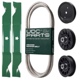 Products -  UDC Parts Mower Kit / Belt 130969 + Pulley 195945 + Pulley 532194326 + Pulley 532194327 + 2 Pack Blades 405380 / Fits Husqvarna 2146XLS 2246LS 2346XLS TS246 TS346 YT46LS YTH18K46 YTH20K46 YTH20V46