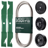 Products -  UDC Parts Mower Kit / Belt 197253 + Pulley 195945 + Pulley 532196106 + Pulley 532194327 + 2 Pack Blades 405380 / Fits Husqvarna YTA1946 YTA20V46 YTA22V46 YTH20K46