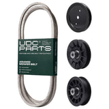  UDC Parts Mower Kit / Belt 405143 + Pulley 195945 + Pulley 532194326 + Pulley 532194327 / Fits Poulan Pro PB185A46LT PB18VA46 PB19546LT PB195H46YT PB195H46YTX PB20A46 PB20A46YT PB20H46LT PB20H46YT