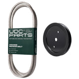  UDC Parts Mower Kit / Belt 140218 + Pulley 195945 / Fits Jonsered LT2216A2 LT2217A LT2218A LT2223A2