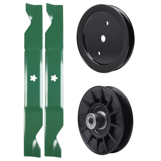 test -  UDC Parts Mower Kit / Pulley 195945 + Pulley 532194326 + 2 Pack Blades 405380 / Fits RedMax YT1846 YT2246
