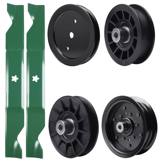 test -  UDC Parts Mower Kit / Pulley 195945 + Pulley 532194326 + Pulley 532196106 + Pulley 532194327 + 2 Pack Blades 405380 / Fits Jonsered LT2320A2 YT46