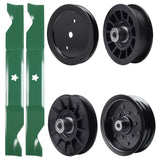  UDC Parts Mower Kit / Pulley 195945 + Pulley 532194326 + Pulley 532196106 + Pulley 532194327 + 2 Pack Blades 405380 / Fits Poulan Pro PB185A46LT PB18VA46 PB19546LT PB20A46 PB20A46YT PB20H46LT