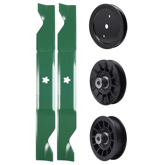 test -  UDC Parts Mower Kit / Pulley 195945 + Pulley 532194326 + Pulley 532194327 + 2 Pack Blades 405380 / Fits Husqvarna 2146XLS 2246LS 2346XLS TS146TXD TS146XD TS146XK TS146XKD TS246 TS346 YT46LS YTA1946