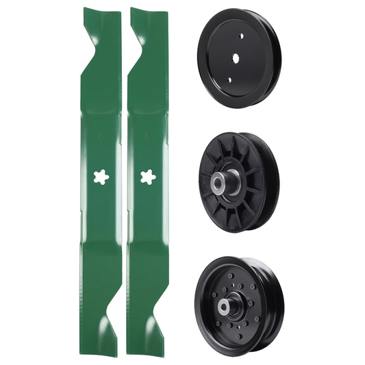 test -  UDC Parts Mower Kit / Pulley 195945 + Pulley 532194326 + Pulley 532196106 + 2 Pack Blades 405380 / Fits Poulan Pro PB185A46LT PB18VA46 PB19546LT PB195H46YT PB195H46YTX PB20A46 PB20A46YT PB20H46LT