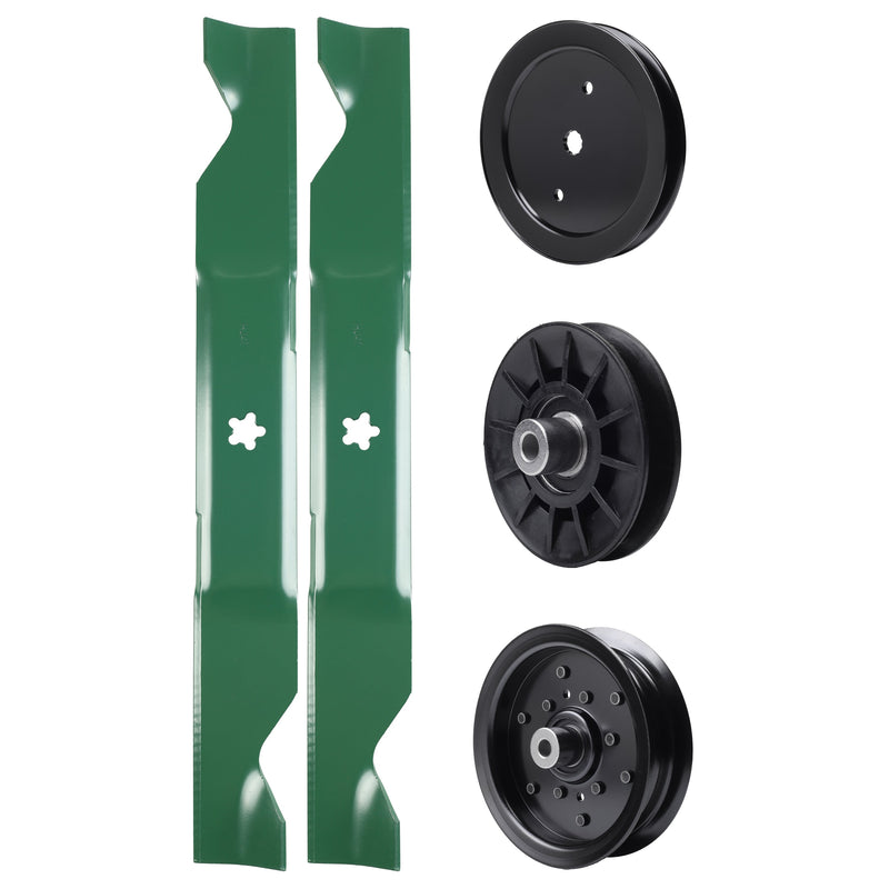 test -  UDC Parts Mower Kit / Pulley 195945 + Pulley 532194326 + Pulley 532196106 + 2 Pack Blades 405380 / Fits Husqvarna 2146XLS 2246LS 2346XLS TS146TXD TS146XD TS146XK TS146XKD TS246 TS346 YT46LS YTA1946