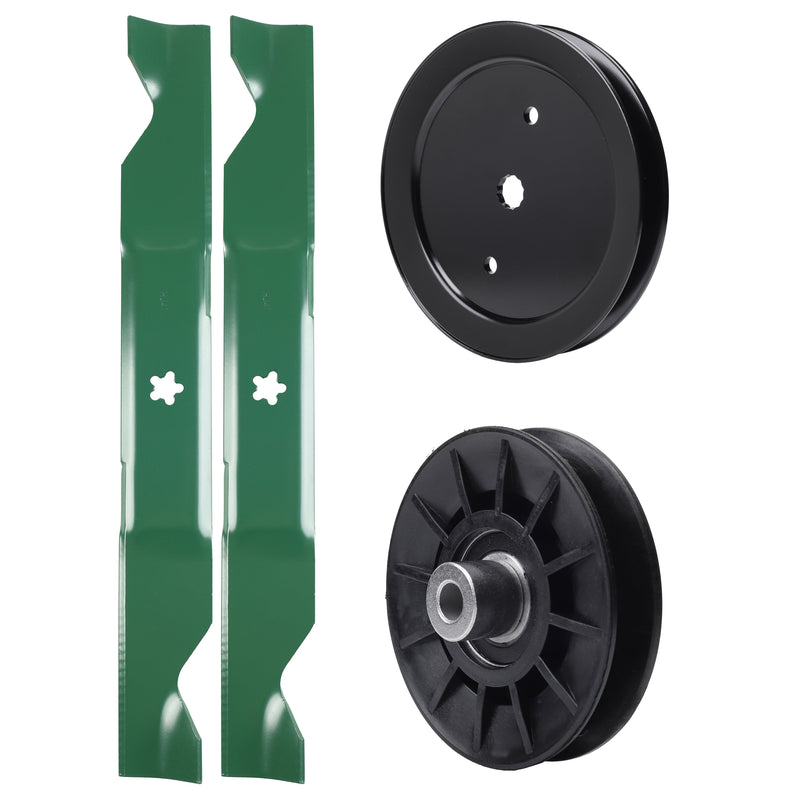test -  UDC Parts Mower Kit / Pulley 195945 + Pulley 532194326 + 2 Pack Blades 405380 / Fits Partner P185117H