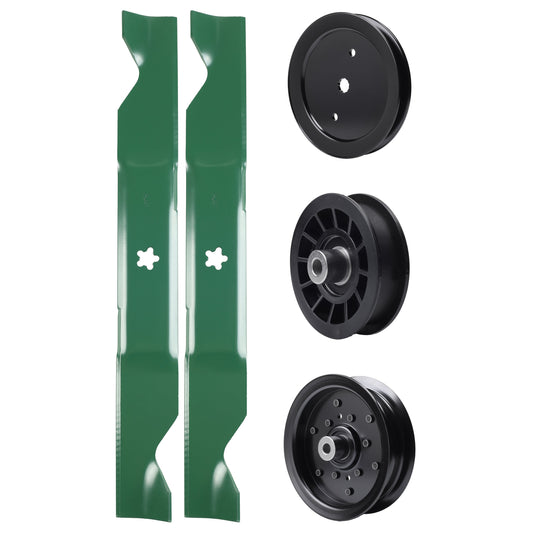 test -  UDC Parts Mower Kit / Pulley 195945 + Pulley 532196106 + Pulley 532194327 + 2 Pack Blades 405380 / Fits Poulan Pro PB185A46LT PB18VA46 PB19546LT PB20A46 PB20A46YT PB20H46LT PB20H46YT PB20VA46
