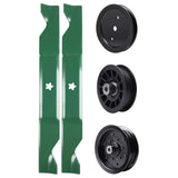 test -  UDC Parts Mower Kit / Pulley 195945 + Pulley 532196106 + Pulley 532194327 + 2 Pack Blades 405380 / Fits Poulan Pro PB185A46LT PB18VA46 PB19546LT PB20A46 PB20A46YT PB20H46LT PB20H46YT PB20VA46