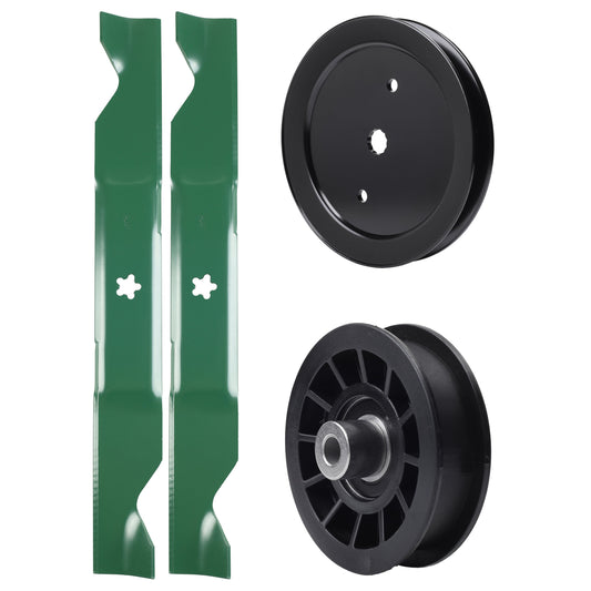test -  UDC Parts Mower Kit / Pulley 195945 + Pulley 532194327 + 2 Pack Blades 405380 / Fits Husqvarna 2146XLS 2246LS 2346XLS TS146TXD TS146XD TS146XK TS146XKD TS246 TS346 YT46LS YTA1946 YTA20V46 YTA22V46