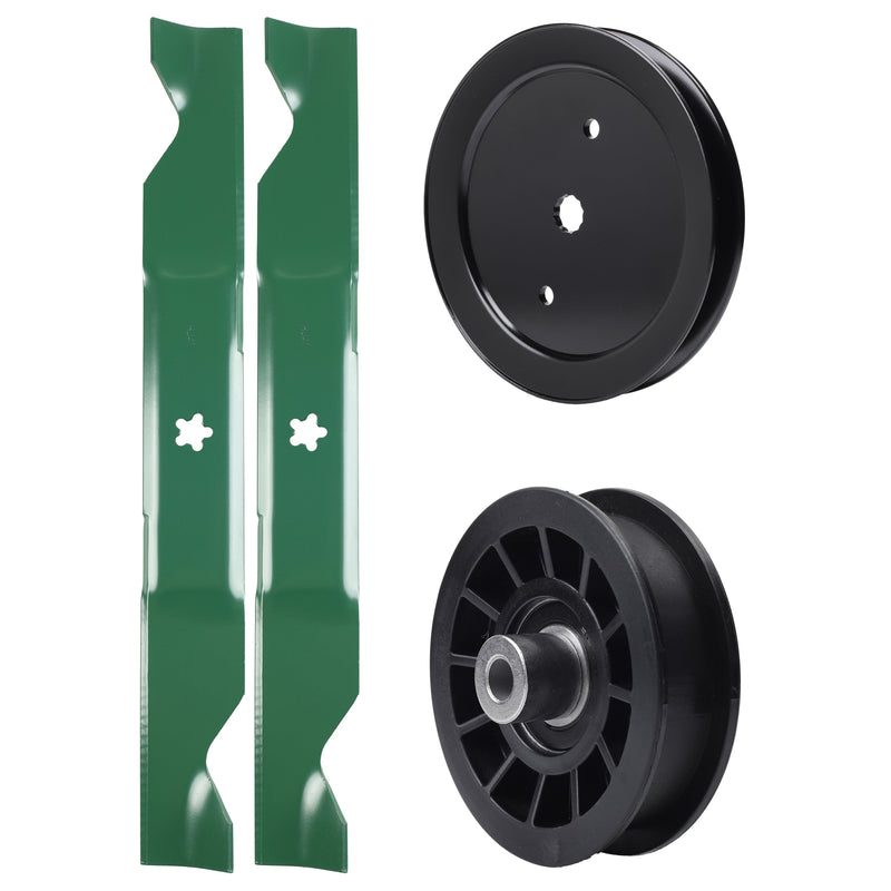 test -  UDC Parts Mower Kit / Pulley 195945 + Pulley 532194327 + 2 Pack Blades 405380 / Fits Husqvarna 2146XLS 2246LS 2346XLS TS146TXD TS146XD TS146XK TS146XKD TS246 TS346 YT46LS YTA1946 YTA20V46 YTA22V46