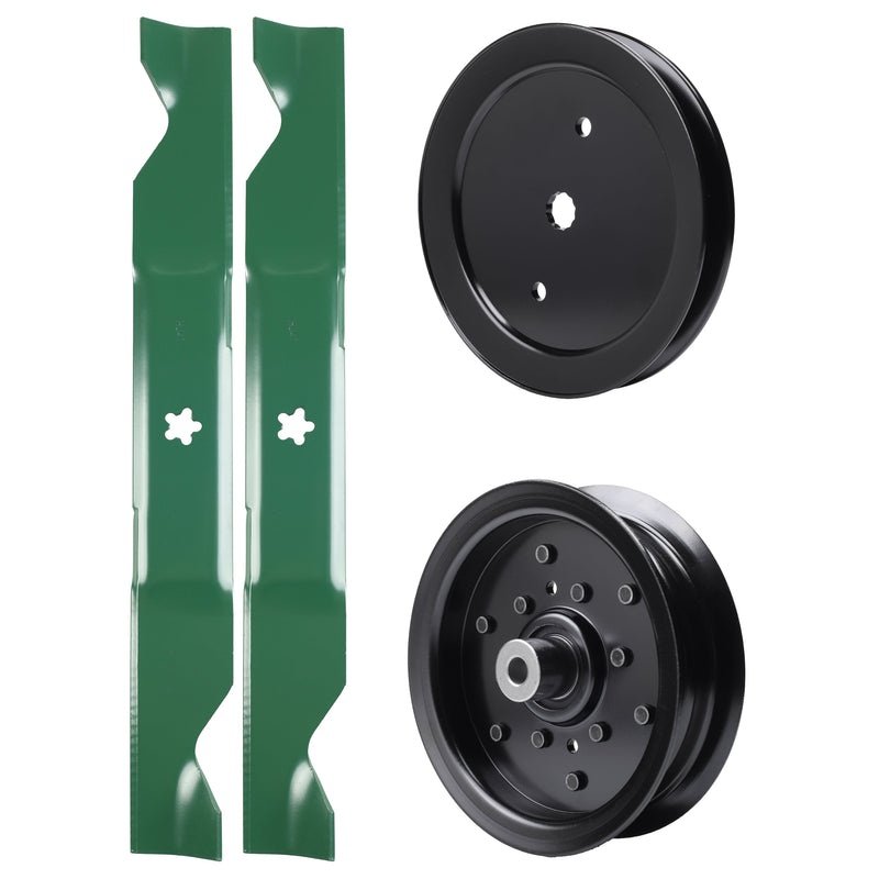 test -  UDC Parts Mower Kit / Pulley 195945 + Pulley 532196106 + 2 Pack Blades 405380 / Fits Husqvarna 2146XLS 2246LS 2346XLS RZ4219 TS146TXD TS146XD TS146XK TS146XKD TS246 TS346 YT46LS YTA1946 YTA20V46