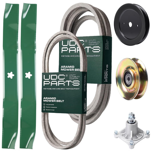 Wholesale Lawn Mower Parts -  UDC Parts Mower Kit / Belt 144959 + Belt 539109243 + Pulley 127783 + Pulley 129861 + Spindle 532174356 + 2 Pack Blades 134149 / Fits Husqvarna LTH1542