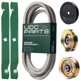 Products -  UDC Parts Mower Kit / Belt 539109243 + Pulley 127783 + Pulley 129861 + Pulley 173437 + 2 Pack Blades 138971 / Fits Husqvarna LTH1542