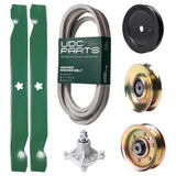 Wholesale Lawn Mower Parts -  UDC Parts Mower Kit / Belt 539109243 + Pulley 127783 + Pulley 129861 + Pulley 173437 + Spindle 532174356 + 2 Pack Blades 138971 / Fits Husqvarna LTH1542