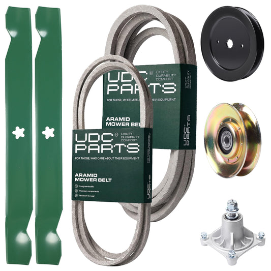 Wholesale Lawn Mower Parts -  UDC Parts Mower Kit / Belt 144959 + Belt 539109243 + Pulley 127783 + Pulley 129861 + Spindle 532174356 + 2 Pack Blades 138971 / Fits Husqvarna LTH1542