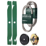 Products -  UDC Parts Mower Kit / Belt 144959 + Belt 539109243 + Pulley 127783 + Pulley 129861 + 2 Pack Blades 138971 / Fits Husqvarna LTH1542
