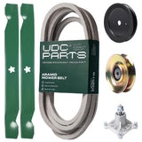 Products -  UDC Parts Mower Kit / Belt 539109243 + Pulley 127783 + Pulley 129861 + Spindle 532174356 + 2 Pack Blades 138971 / Fits Husqvarna LTH1542