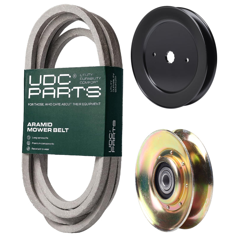  UDC Parts Mower Kit / Belt 539109243 + Pulley 127783 + Pulley 129861 / Fits Husqvarna LTH1542