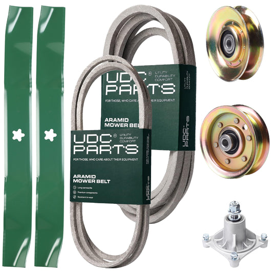 Wholesale Lawn Mower Parts -  UDC Parts Mower Kit / Belt 144959 + Belt 539109243 + Pulley 127783 + Pulley 173437 + Spindle 532174356 + 2 Pack Blades 134149 / Fits Husqvarna LTH1542