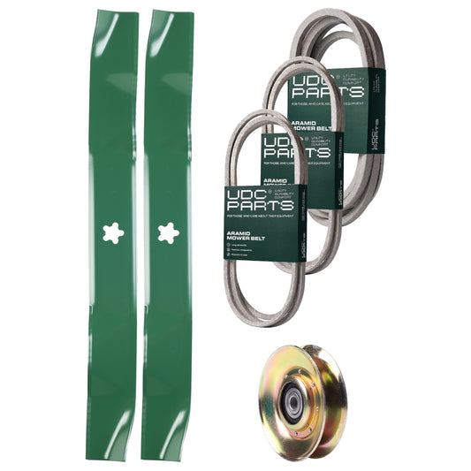 Products -  UDC Parts Mower Kit / Belt 140294 + Belt 174883 + Belt 539109243 + Pulley 127783 + 2 Pack Blades 134149 / Fits Husqvarna LTH1542