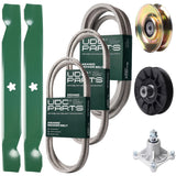 Bulk Lawn Mower Pulleys -  UDC Parts Mower Kit / Belt 138255 + Belt 194346 + Belt 539117245 + Pulley 127783 + Pulley 532194326 + Spindle 532174356 + 2 Pack Blades 138497 / Fits Husqvarna LT1597