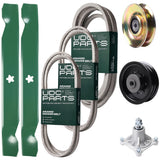 Bulk Lawn Mower Pulleys -  UDC Parts Mower Kit / Belt 138255 + Belt 194346 + Belt 539117245 + Pulley 127783 + Pulley 532196104 + Spindle 532174356 + 2 Pack Blades 138497 / Fits Husqvarna LT1597