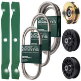 Wholesale Lawn Mower Parts -  UDC Parts Mower Kit / Belt 138255 + Belt 194346 + Belt 539117245 + Pulley 127783 + Pulley 532194326 + Pulley 532194327 + 2 Pack Blades 138497 / Fits Husqvarna LT1597