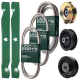 Bulk Lawn Mower Pulleys -  UDC Parts Mower Kit / Belt 138255 + Belt 194346 + Belt 539117245 + Pulley 127783 + Pulley 532194327 + Pulley 532196104 + 2 Pack Blades 138497 / Fits Husqvarna LT1597