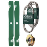 Products -  UDC Parts Mower Kit / Belt 194346 + Belt 539117245 + Pulley 127783 + 2 Pack Blades 138497 / Fits Husqvarna LT1597