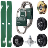 Bulk Lawn Mower Pulleys -  UDC Parts Mower Kit / Belt 194346 + Belt 539117245 + Pulley 127783 + Pulley 532194326 + Pulley 532194327 + Pulley 532196104 + Spindle 532174356 + 2 Pack Blades 138497 / Fits Husqvarna LT1597