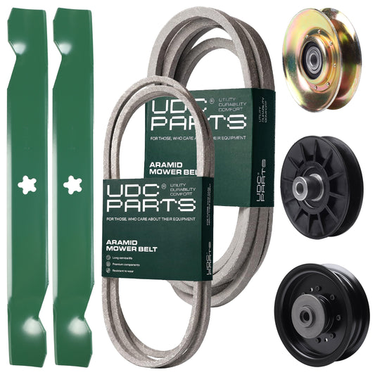 Wholesale Lawn Mower Parts -  UDC Parts Mower Kit / Belt 194346 + Belt 539117245 + Pulley 127783 + Pulley 532194326 + Pulley 532196104 + 2 Pack Blades 138497 / Fits Husqvarna LT1597