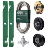 Wholesale Lawn Mower Parts -  UDC Parts Mower Kit / Belt 539117245 + Pulley 127783 + Pulley 532194326 + Pulley 532196104 + Spindle 532174356 + 2 Pack Blades 138497 / Fits Husqvarna LT1597