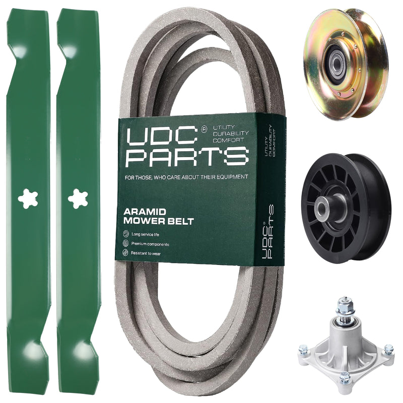 Products -  UDC Parts Mower Kit / Belt 539117245 + Pulley 127783 + Pulley 532194327 + Spindle 532174356 + 2 Pack Blades 138497 / Fits Husqvarna LT1597