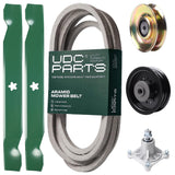  UDC Parts Mower Kit / Belt 539117245 + Pulley 127783 + Pulley 532196104 + Spindle 532174356 + 2 Pack Blades 138497 / Fits Husqvarna LT1597