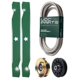Products -  UDC Parts Mower Kit / Belt 539117245 + Pulley 127783 + Pulley 532194326 + 2 Pack Blades 138497 / Fits Husqvarna LT1597