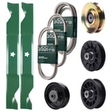 Bulk Lawn Mower Pulleys -  UDC Parts Mower Kit / Belt 138255 + Belt 194346 + Belt 539117245 + Pulley 127783 + Pulley 532194326 + Pulley 532194327 + Pulley 532196104 + 2 Pack Blades 405380 / Fits Husqvarna LT1597