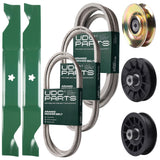 Wholesale Lawn Mower Parts -  UDC Parts Mower Kit / Belt 138255 + Belt 194346 + Belt 539117245 + Pulley 127783 + Pulley 532194326 + Pulley 532194327 + 2 Pack Blades 405380 / Fits Husqvarna LT1597